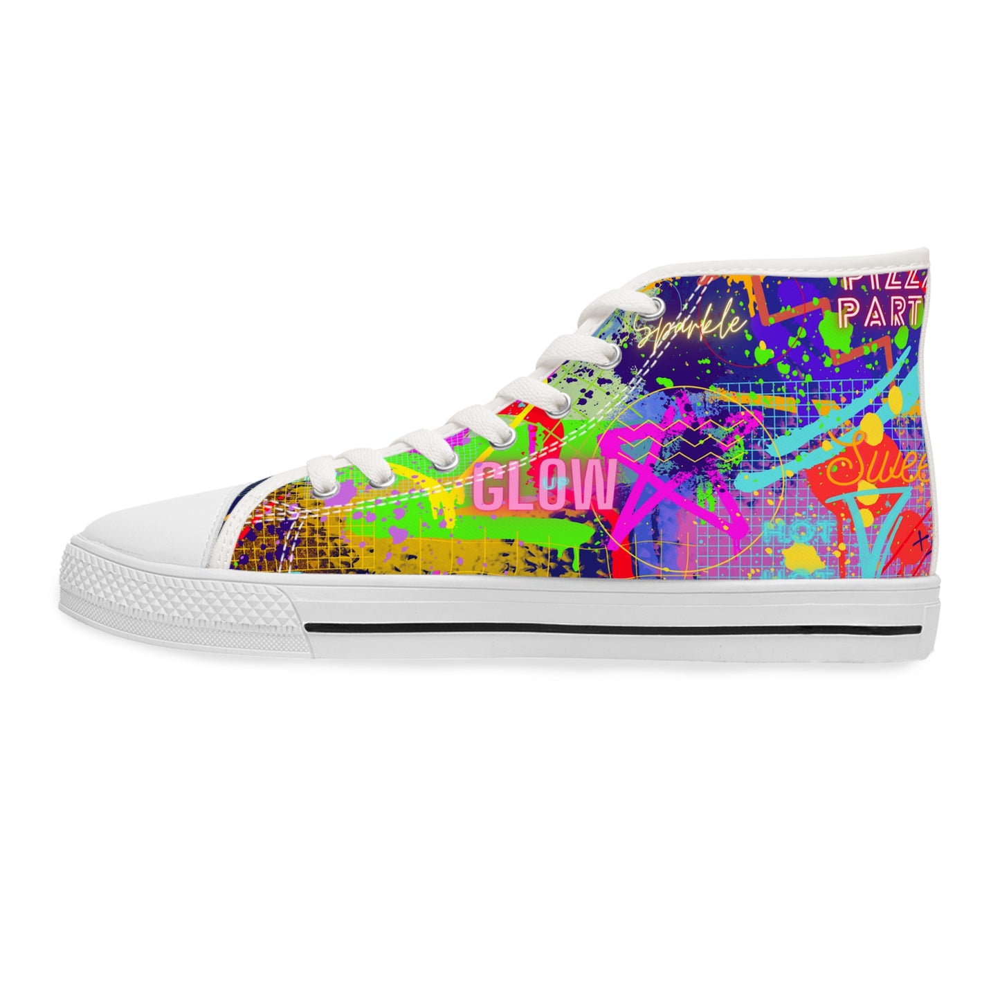 Women's High Top Sneakers - No. 232 - Graffiti - 'Glow'  - By Irish Artist Fiona de Lacy