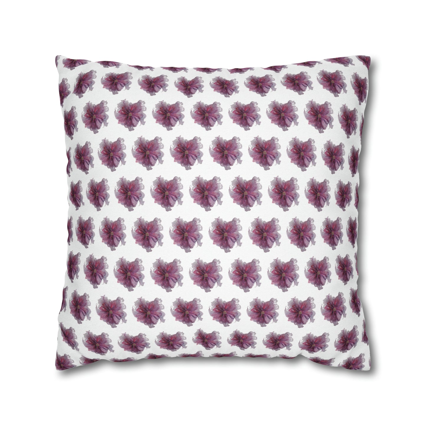 Cushion Pillow Case - No 269 Pink / Purple Flower on White