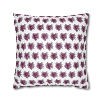 Cushion Pillow Case - No 269 Pink / Purple Flower on White