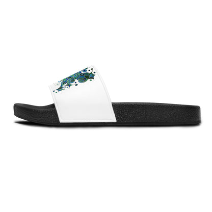 Women's Slide Sandals - No. 146 - Bird of Paradise on White - By Irish Artist Fiona de Lacy