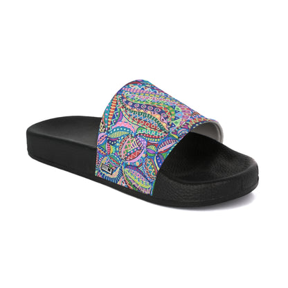 Women's Slide Sandals - No. 255 - Multicoloured Abstract - By Irish Artist Fiona de Lacy