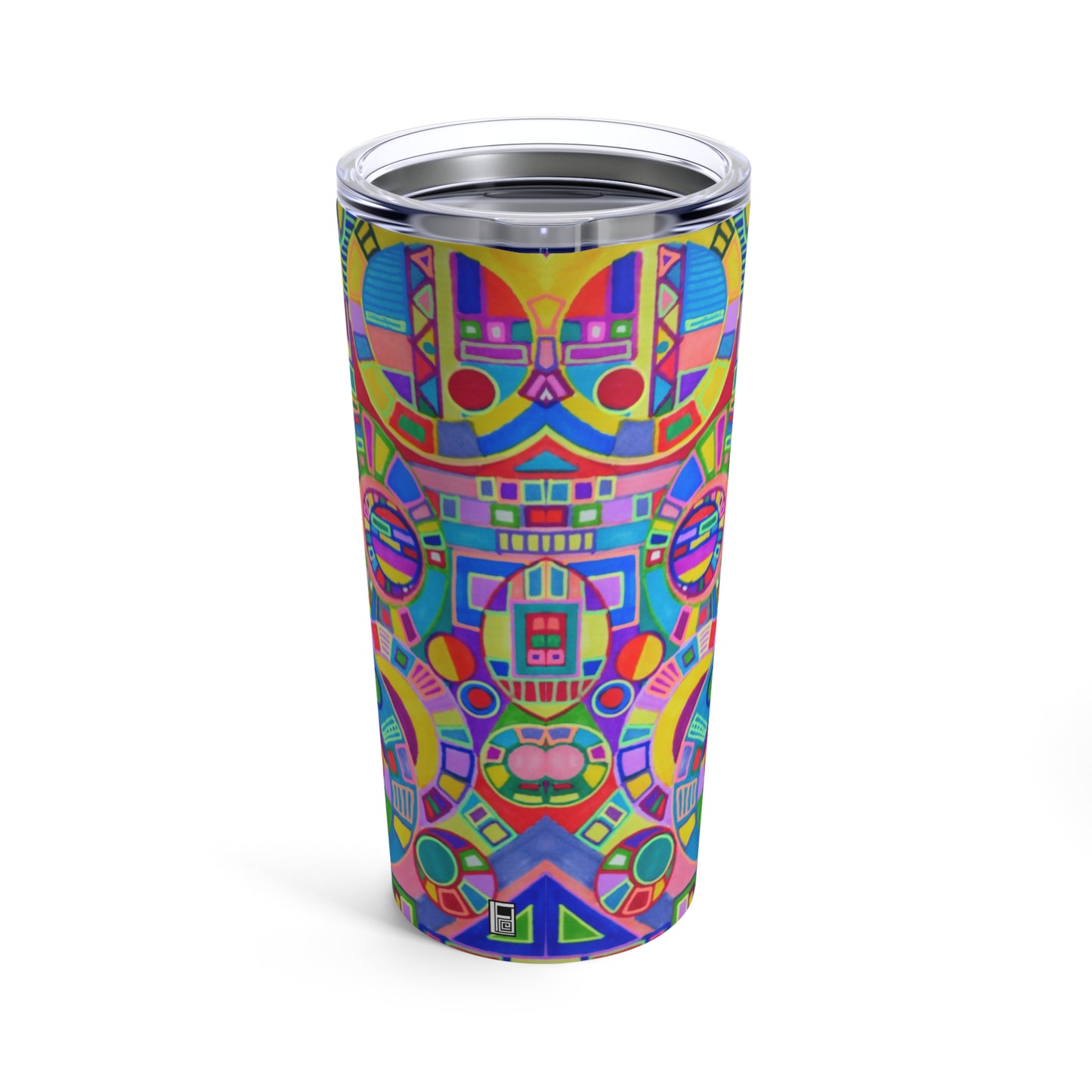 Tumbler 20oz - No.  261 Multicoloured abstract - By Irish Artist Fiona de Lacy