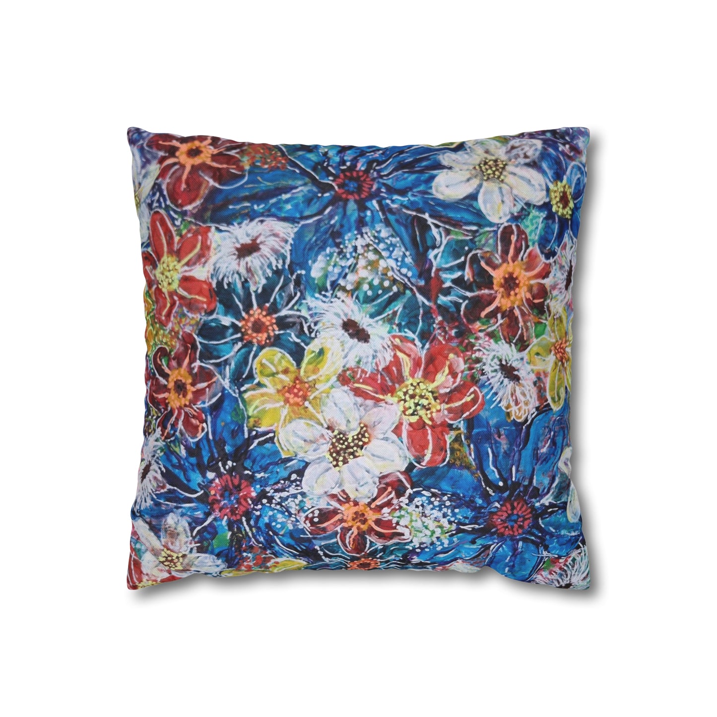 Cushion Pillow Case - No. 242 -  Large Blue Flowers