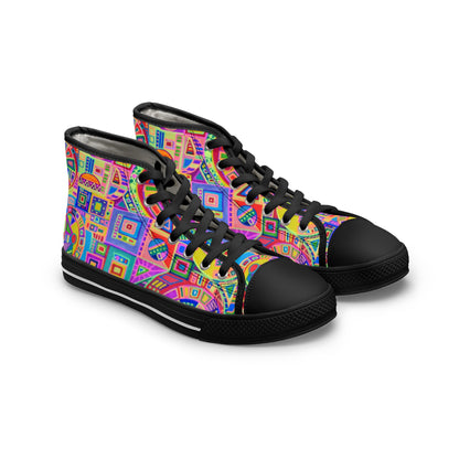 Women's High Top Sneakers - No. 260 - Multicoloured Abstract - By Irish Artist Fiona de Lacy