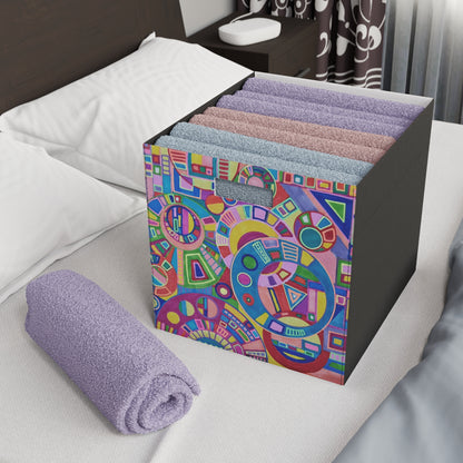 Felt Storage Box - No. 261 - Multicoloured Abstract - By Irish Artist Fiona de Lacy