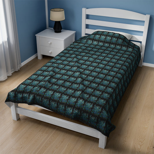 Velveteen Plush Blanket - No.146 - 'Bird of Paradise' on Black