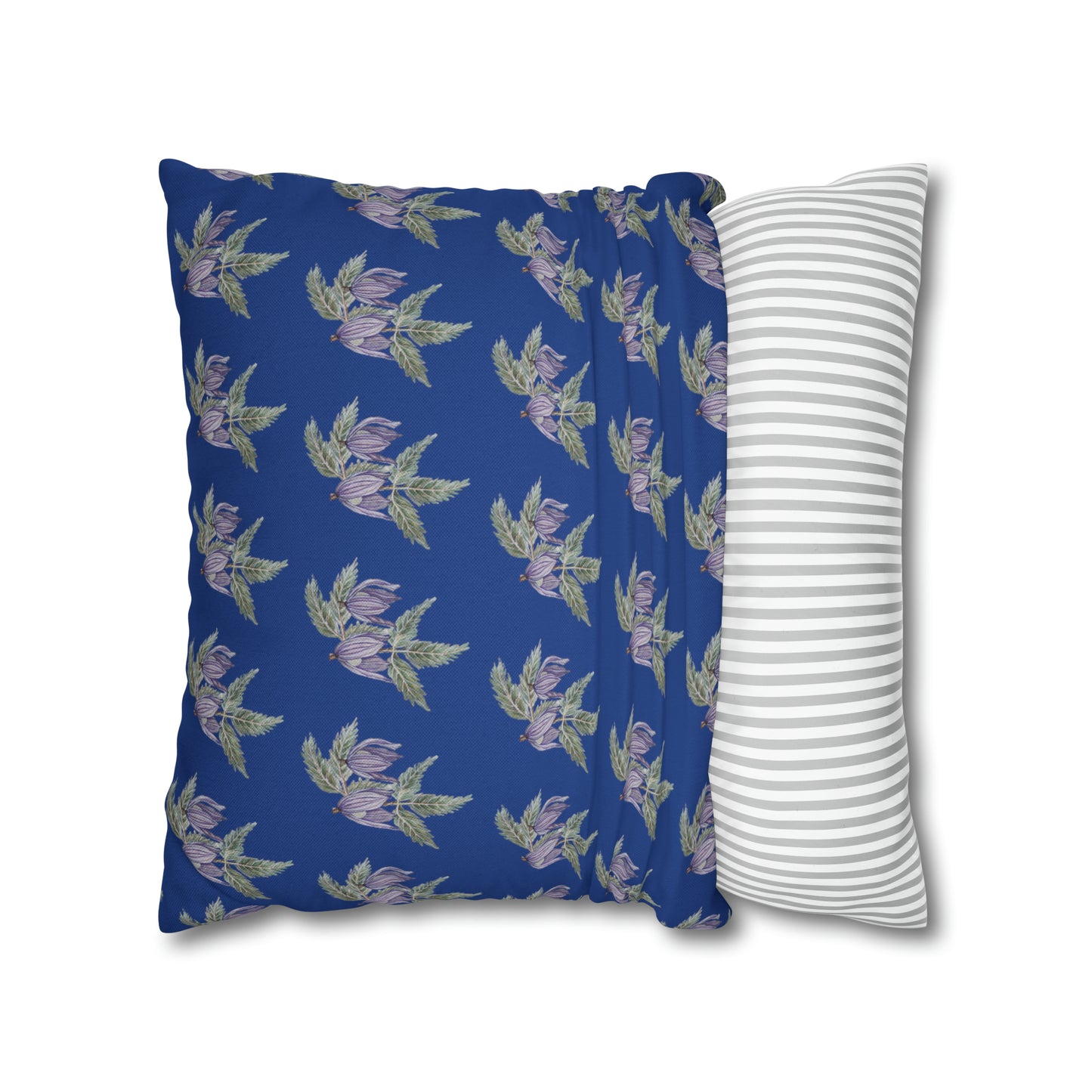 Cushion Pillow Case - No. 270 - Purple Drop Flowers on Navy