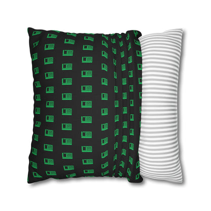 Cushion Pillow Case - No. 000GN - Green Logo on Black