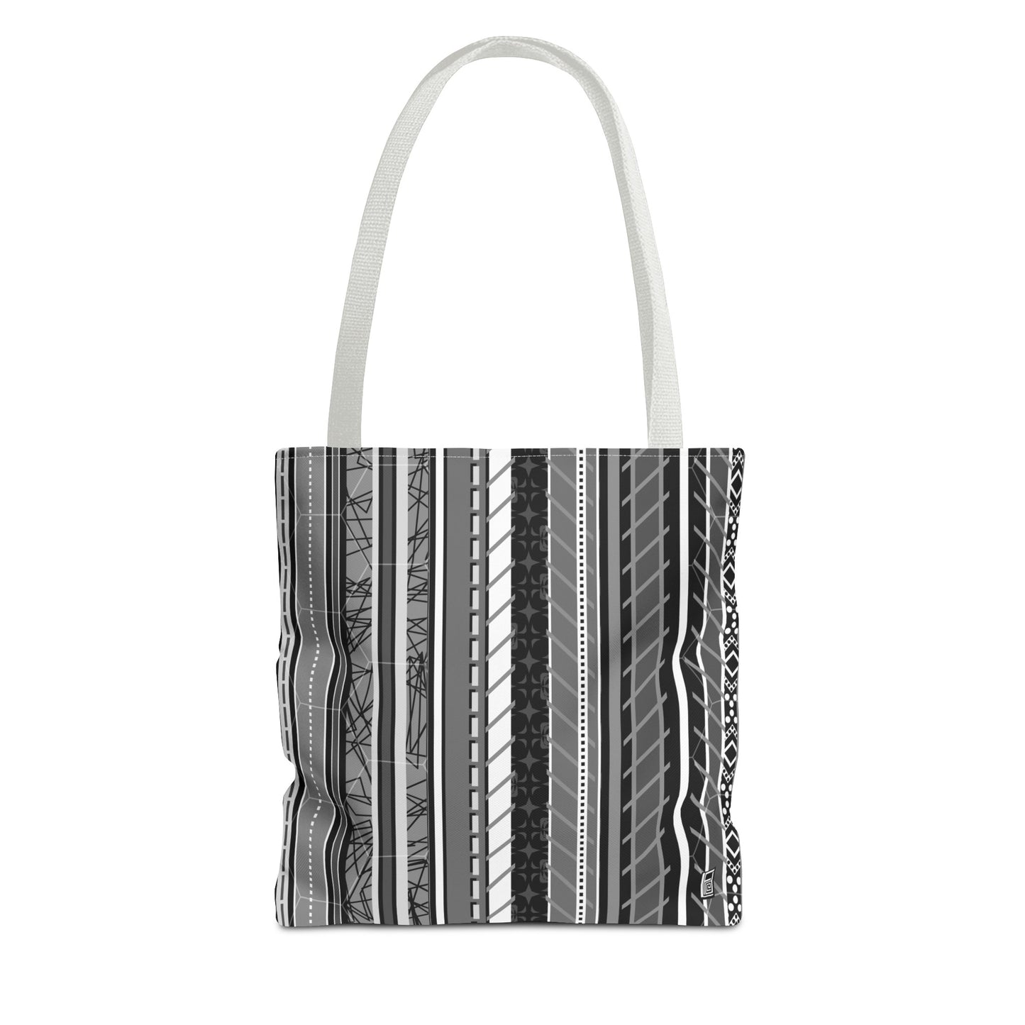 Tote Bag  - No. 298 A -  Black, White, Grey Stripes