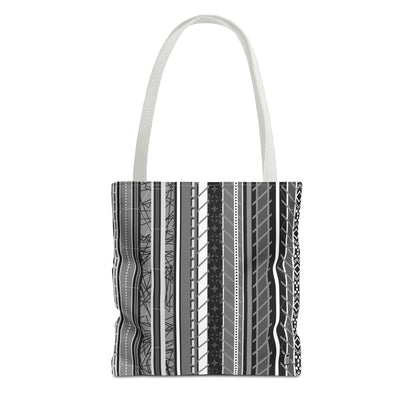 Tote Bag  - No. 298 A -  Black, White, Grey Stripes