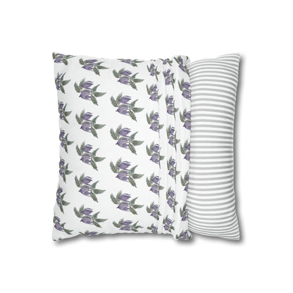 Cushion Pillow Case - No. 270 - Purple Drop Flowers on White