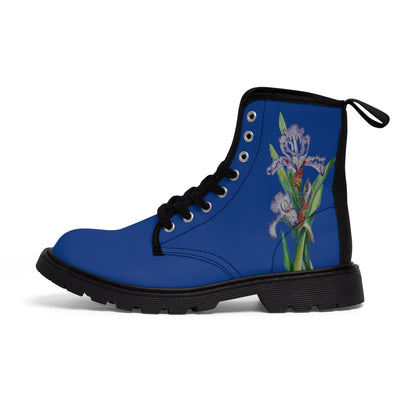 Women's Canvas Boots - No. 272  - Purple Orchid on Blue