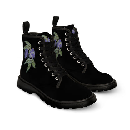 Women's Canvas Boots No. 270  - Purple drop Flowers