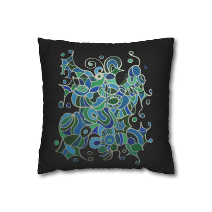 Cushion Pillow Case - No. 146 -  'Bird of Paradise' on Black