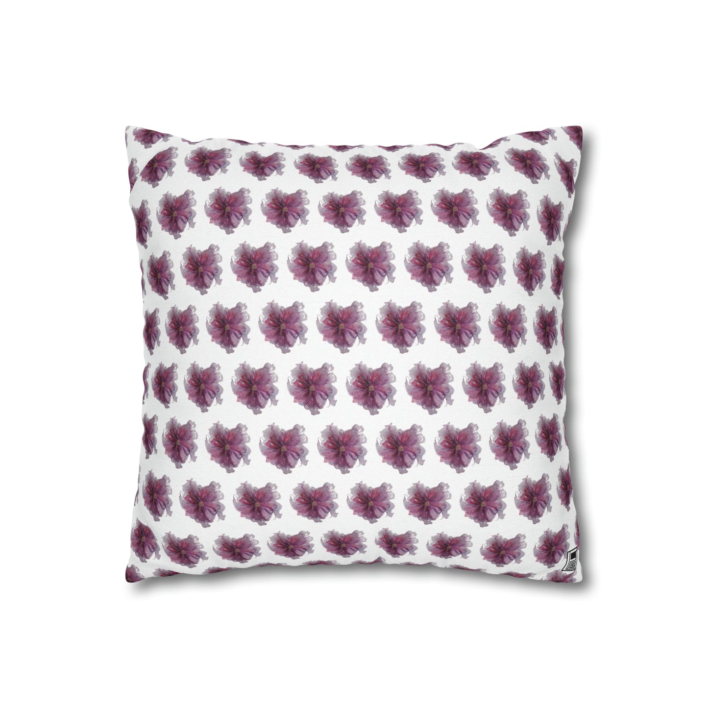 Cushion Pillow Case - No 269 Pink / Purple Flower on White