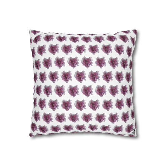 Cushion Pillow Case - No 269 Pink / Purple Flower on White