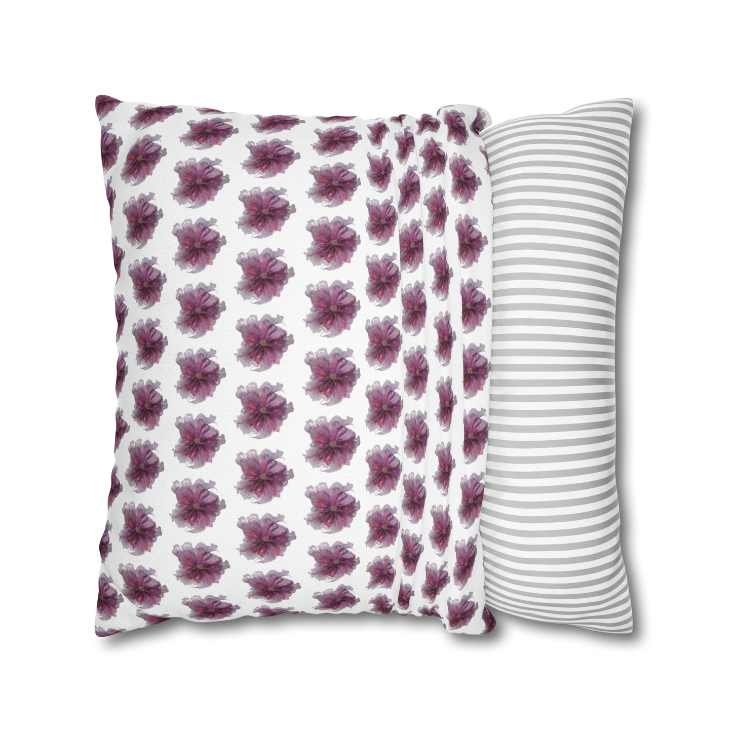 Cushion Pillow Case - No 269 Pink / Purple Flower on White