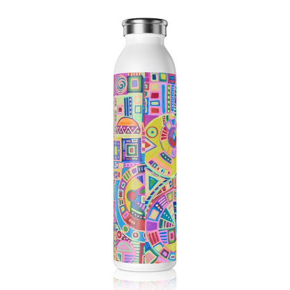 Slim Water Bottle - No. 260 Multicoloured Abstract -  By Irish Artist Fiona de Lacy