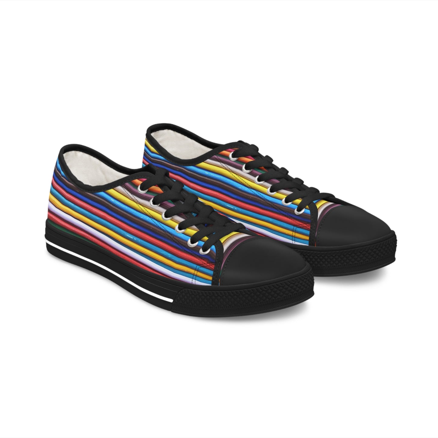 Women's Low Top Sneakers - No. 309 - Multicoloured Lines - By Irish Artist Fiona de Lacy