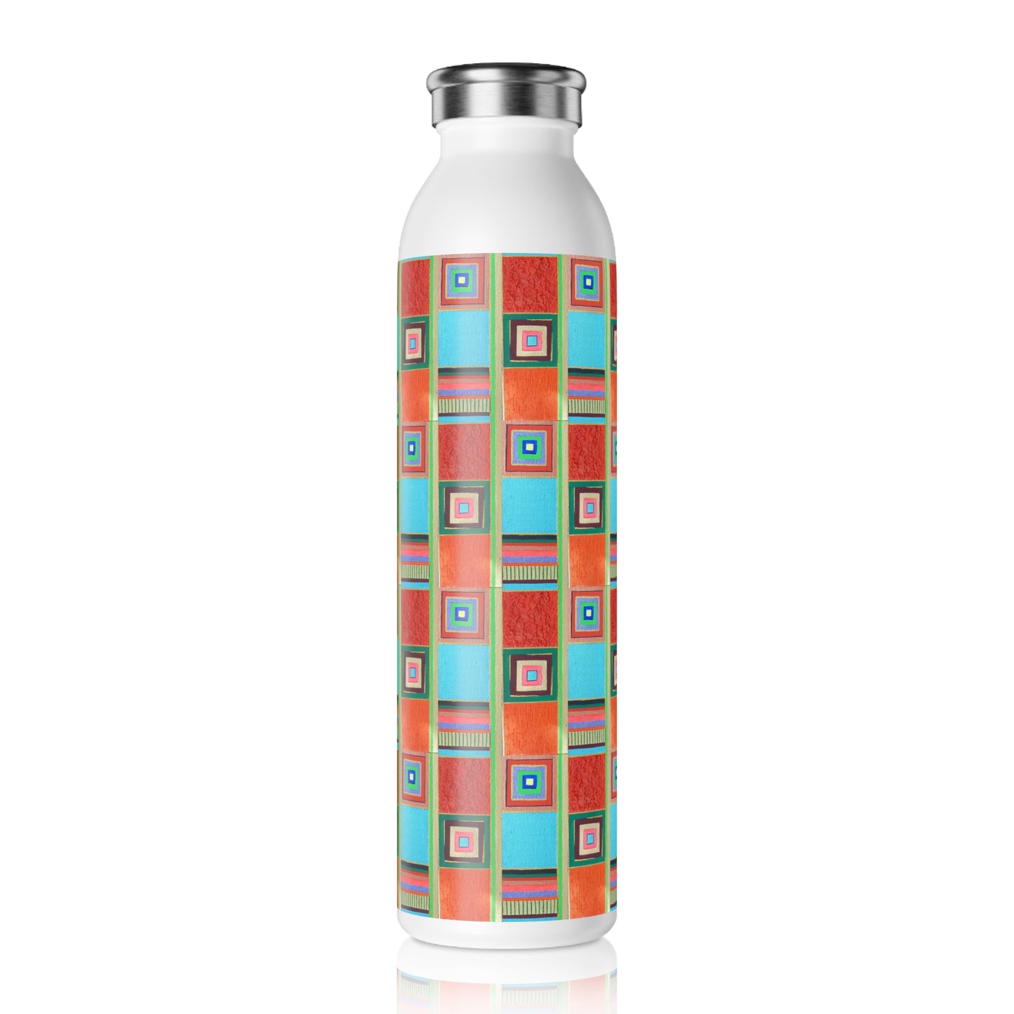 Slim Water Bottle - No. 133 'Dyslexic' - By Irish Artist Fiona de Lacy - Multicoloured