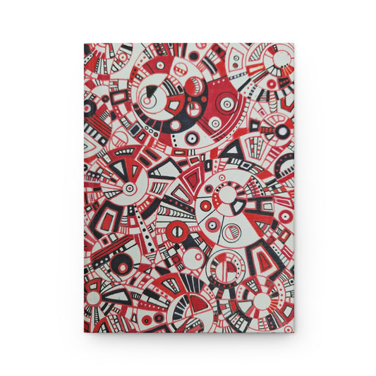 Hardcover Journal Matte (Lined) - No. 276 - Geometric Red, White & Black - By Irish Artist Fiona de Lacy