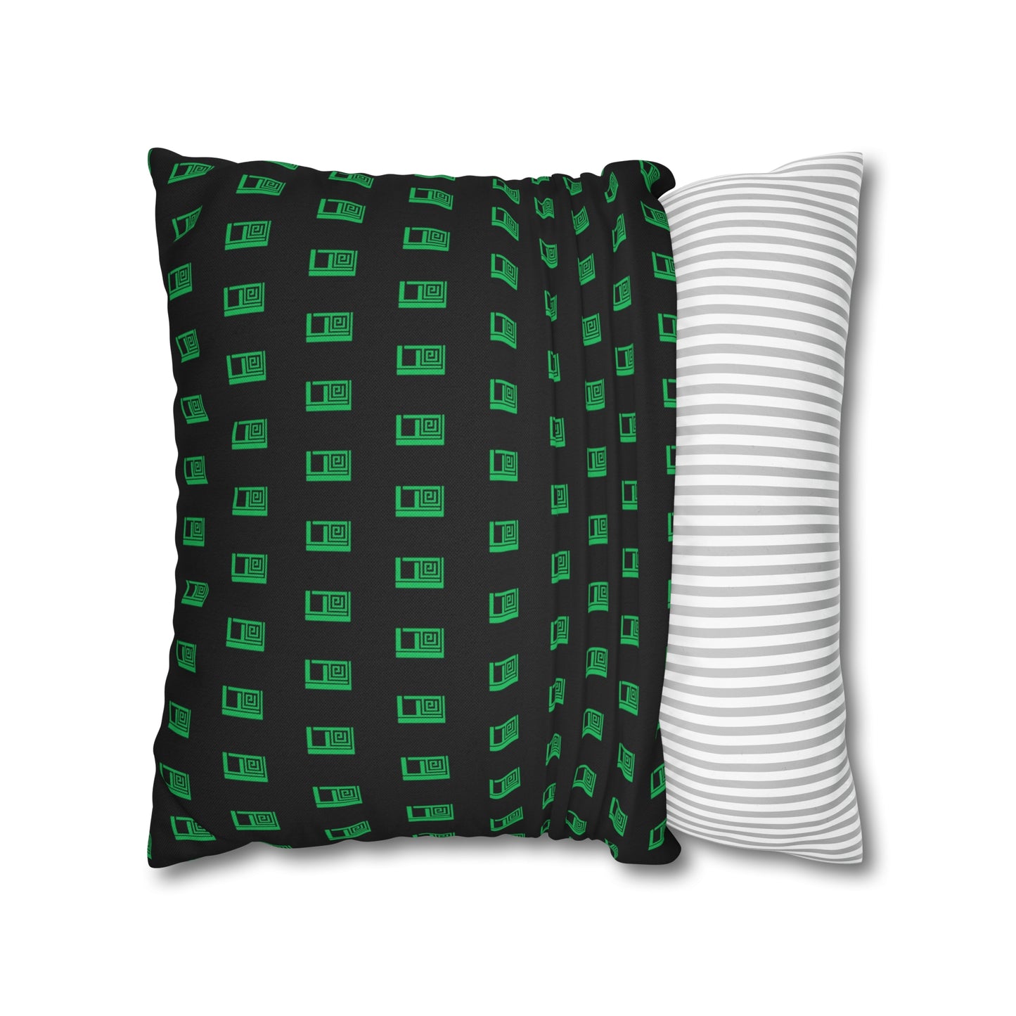 Cushion Pillow Case - No. 000GN - Green Logo on Black