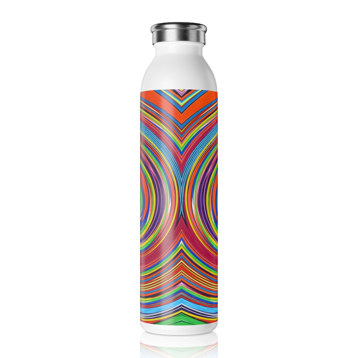 Slim Water Bottle - No. 302 - Purple & Orange Swirl - By Irish Artist Fiona de Lacy