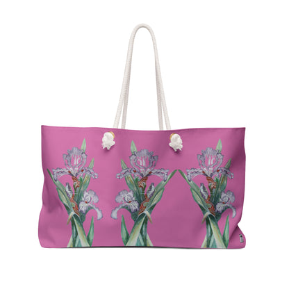 Weekender / Beach / Overnight Bag - No. 272 - Purple Orchid on Light Pink