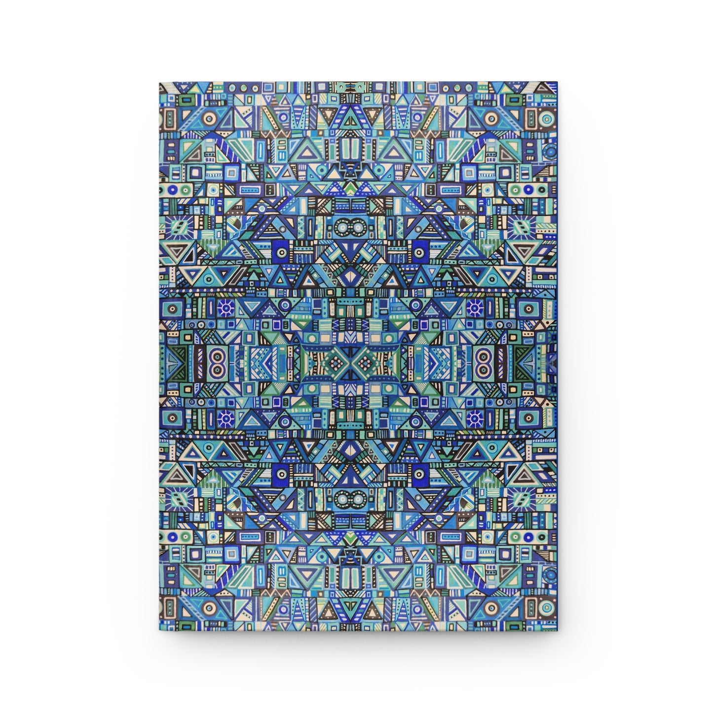 Hardcover Journal Matte (Lined) - No. 313 - Geometric Blues Abstract - By Irish Artist Fiona de Lacy