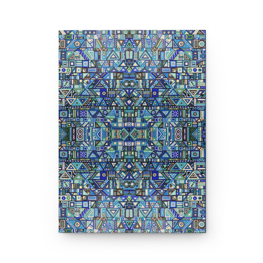 Hardcover Journal Matte (Lined) - No. 313 - Geometric Blues Abstract - By Irish Artist Fiona de Lacy