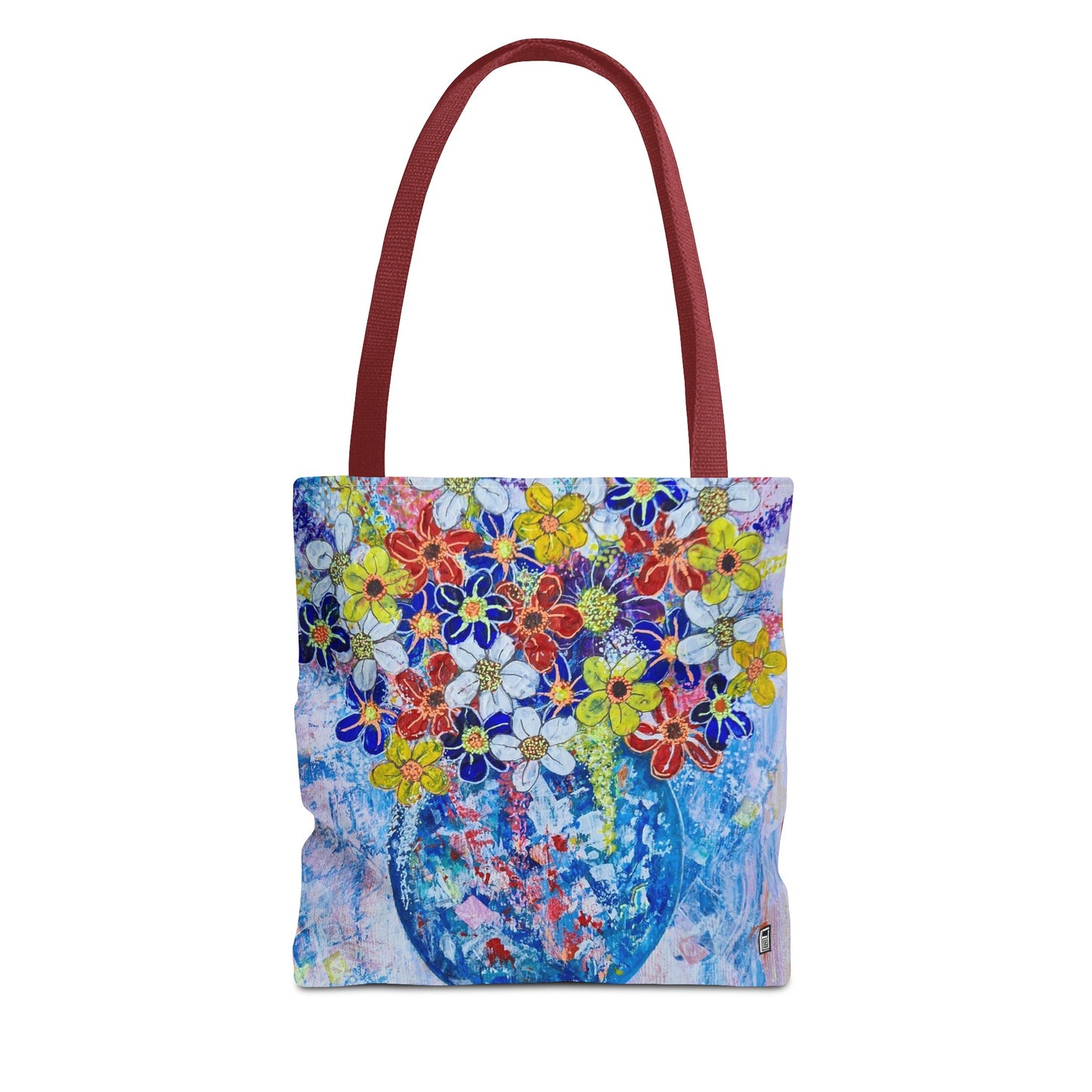 Tote Bag  - No. 242 - Blue round vase of Flowers