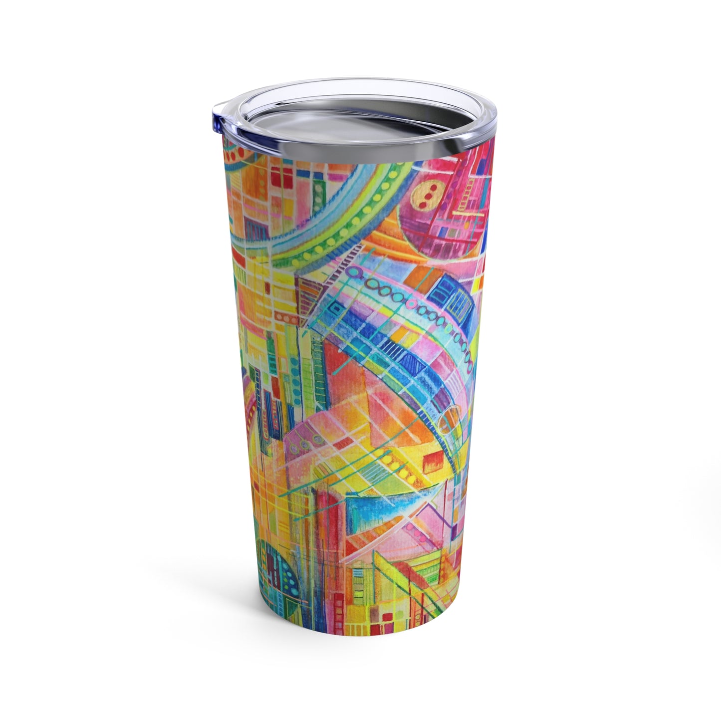 Tumbler 20oz - No. 234 - Multicoloured watercolours - By Irish Artist Fiona de Lacy