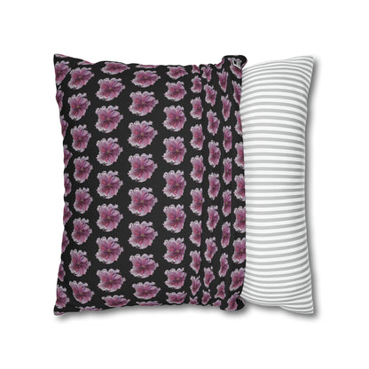 Cushion Pillow Case - No 269 Pink / Purple Flower on Black