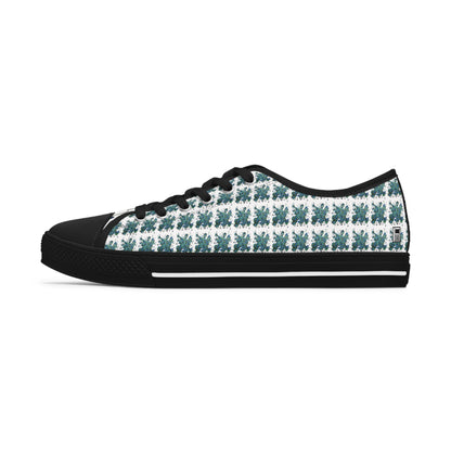 Women's Low Top Sneakers, Black Soles, No. 146 - Bird of Paradise - By Irish Artist Fiona de Lacy