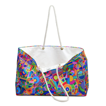 Weekender / Beach / Overnight Bag - No. 265 - Geometric Multicoloured Circles