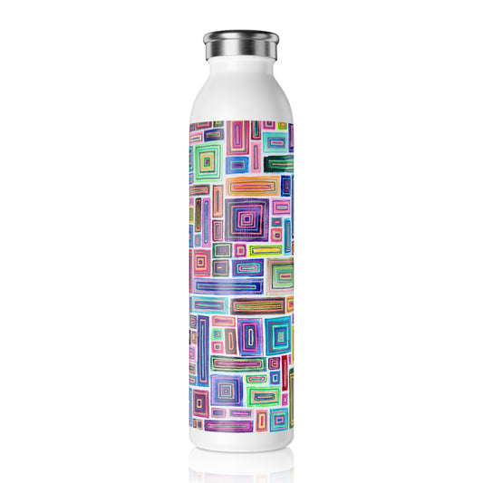 Slim Water Bottle - No. 274 Multicoloured Abstract -  By Irish Artist Fiona de Lacy