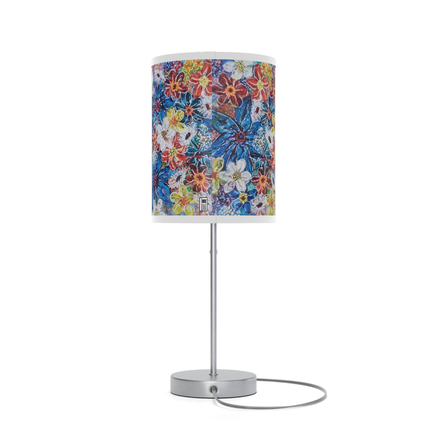 Lamp on a Stand, US|CA plug - No. 242 - Large Blue Flowers