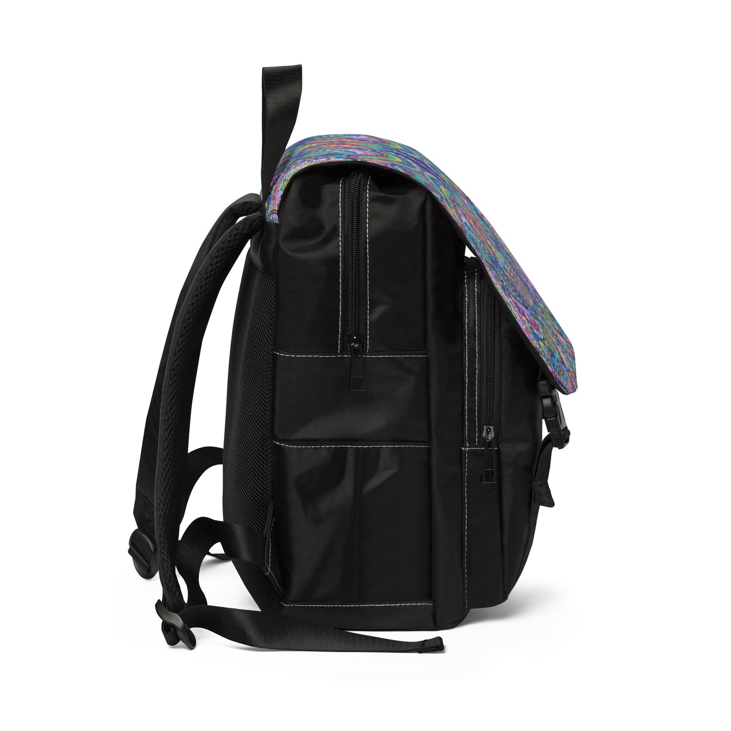 Casual Shoulder Backpack,  No. 255 Multicoloured Abstract -  By Irish Artist Fiona de Lacy