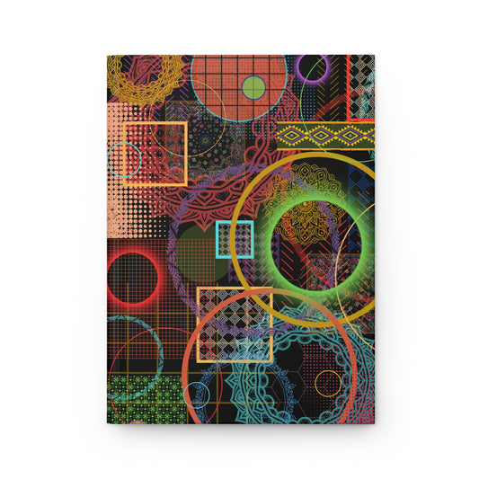 Hardcover Journal Matte (Lined) - No. 299 - Multicoloured Rings - By Irish Artist Fiona de Lacy