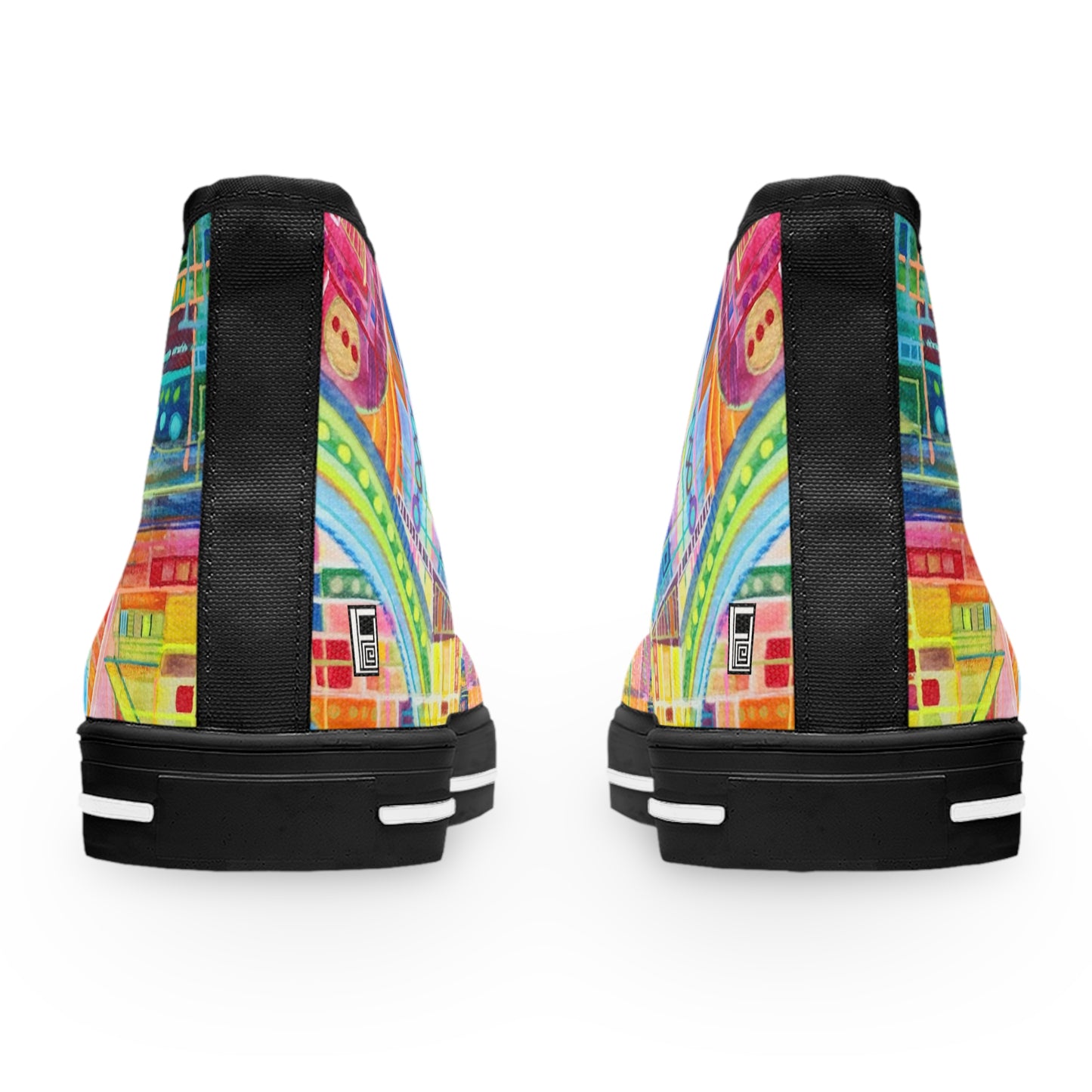 Women's High Top Sneakers - No. 234 - Multi-coloured watercolour - By Irish Artist Fiona de Lacy