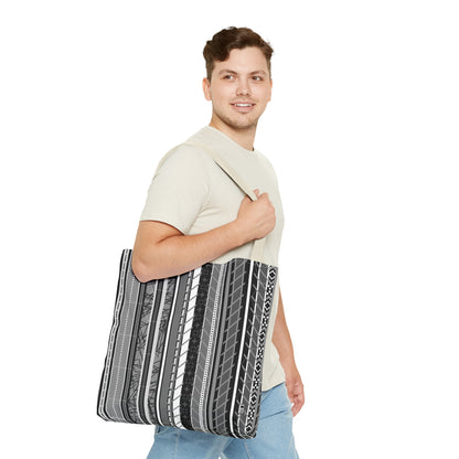 Tote Bag  - No. 298 A -  Black, White, Grey Stripes