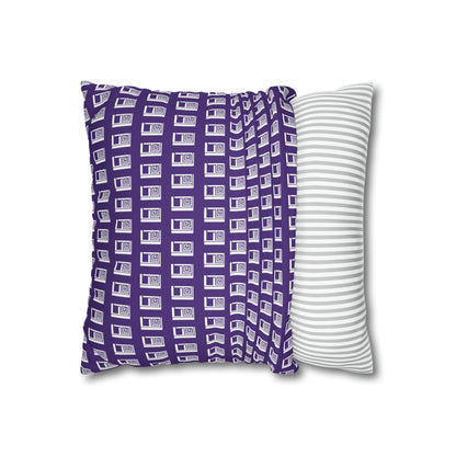 Cushion Pillow Case - No. 000PE - White Logo on Purple