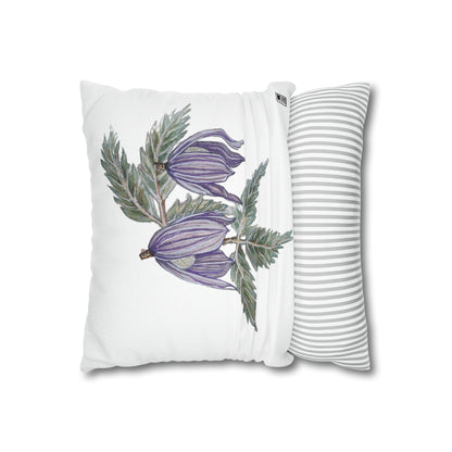 Cushion Pillow Case - No. 270 Purple Drop Flowers on White