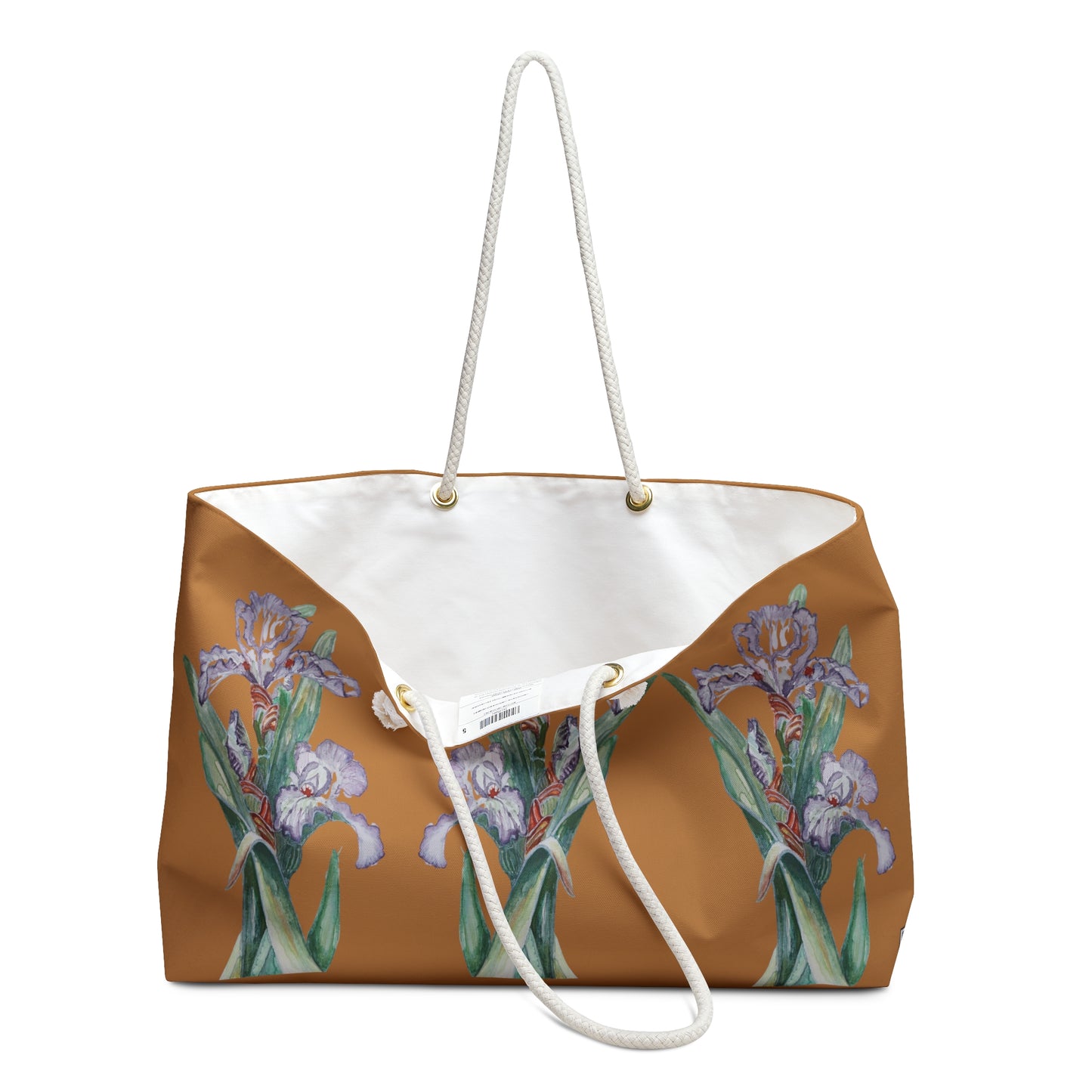 Weekender / Beach / Overnight Bag - No. 272  - Purple Orchid on Light Brown