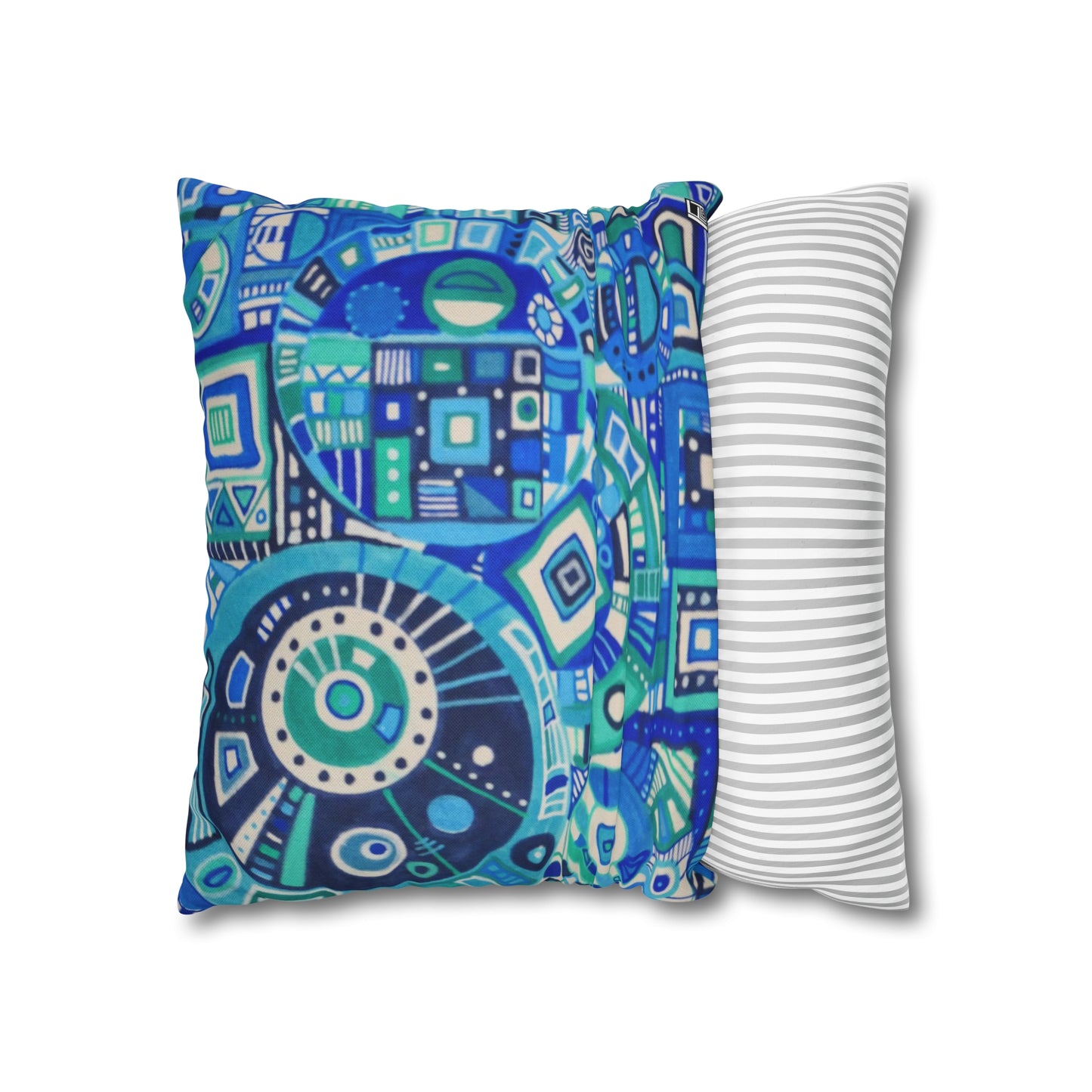 Cushion Pillow Case - No. 262 - Blue Geometric Abstract