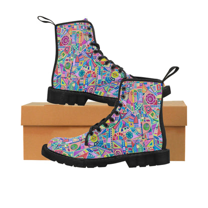 Women's Canvas Boots - No. 258 - Multicoloured Abstract