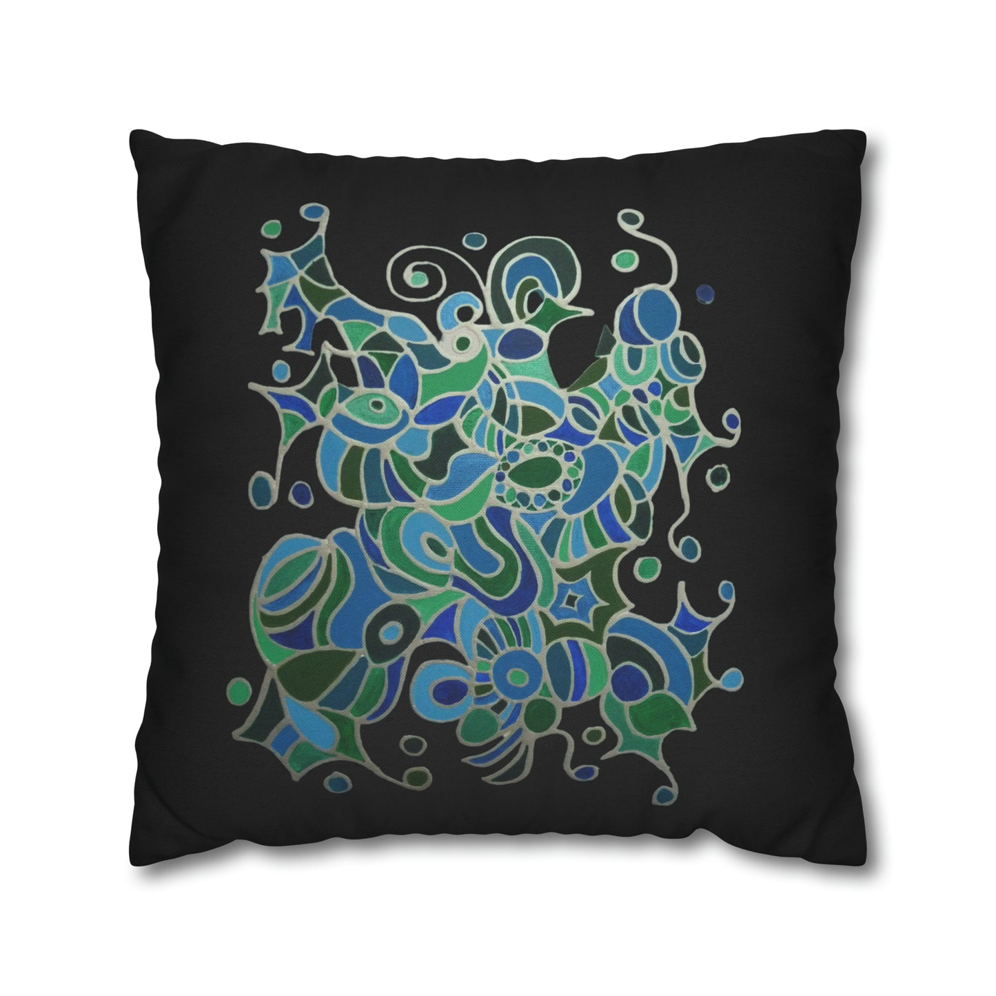 Cushion Pillow Case - No. 146 -  'Bird of Paradise' on Black