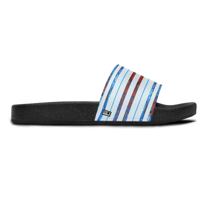 Women's Slide Sandals - No. 140 - 'Thin Blue Line' - By Irish Artist Fiona de Lacy