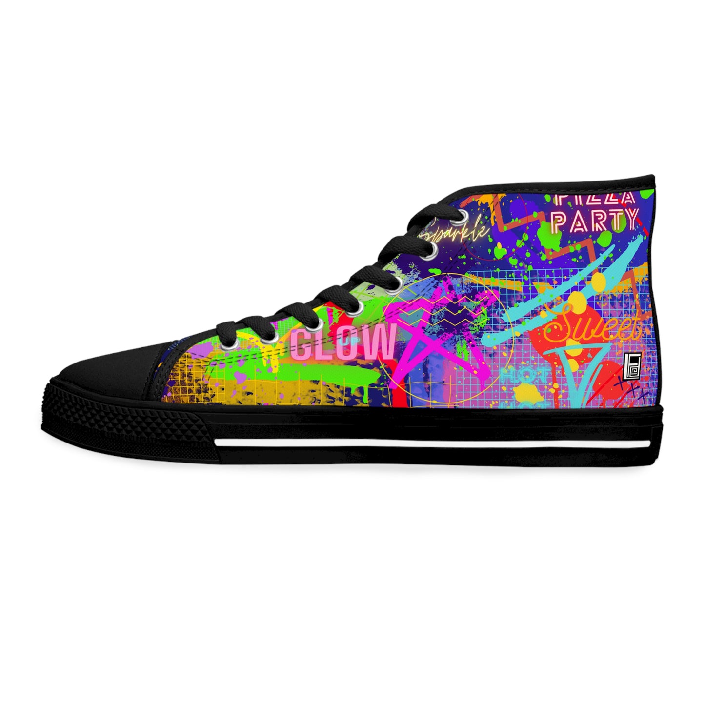 Women's High Top Sneakers - No. 232 - Graffiti - 'Glow'  - By Irish Artist Fiona de Lacy