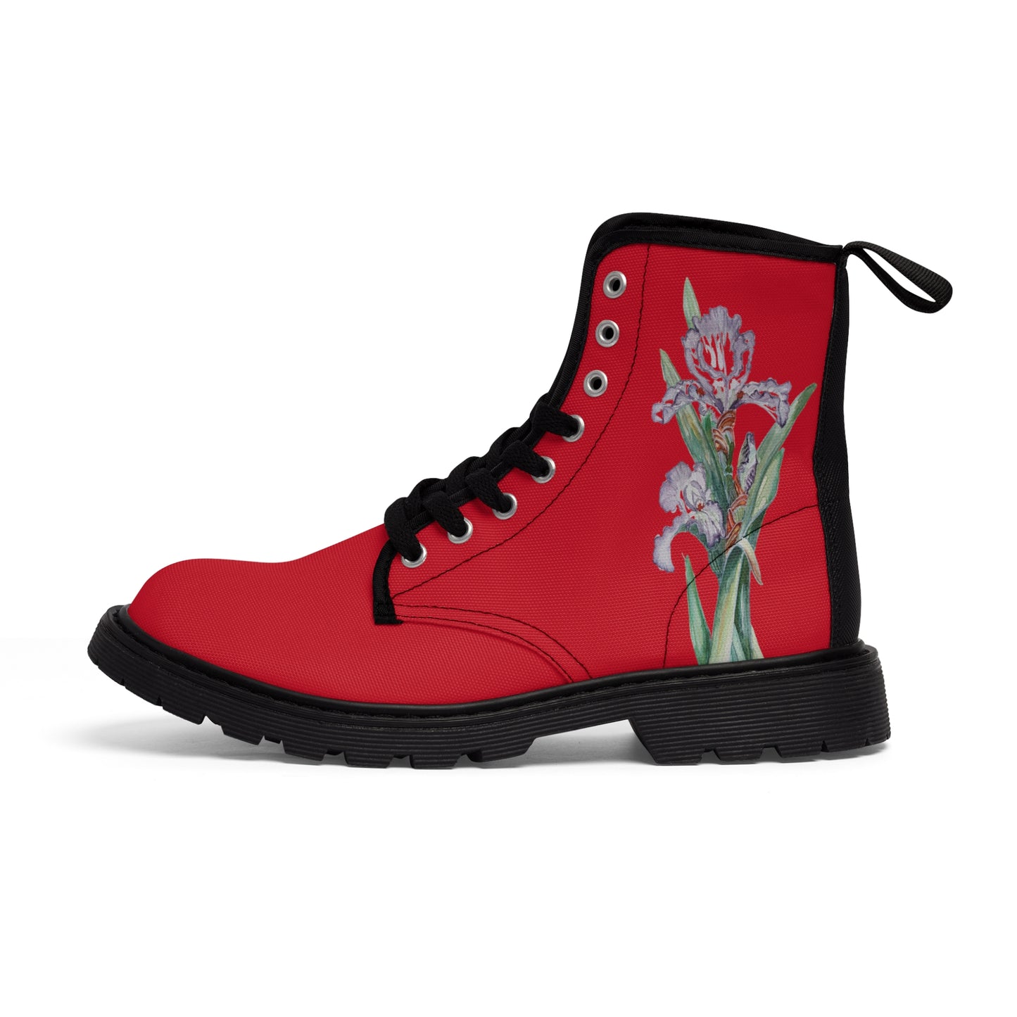 Women's Canvas Boots - No. 272  - Purple Orchid on Red